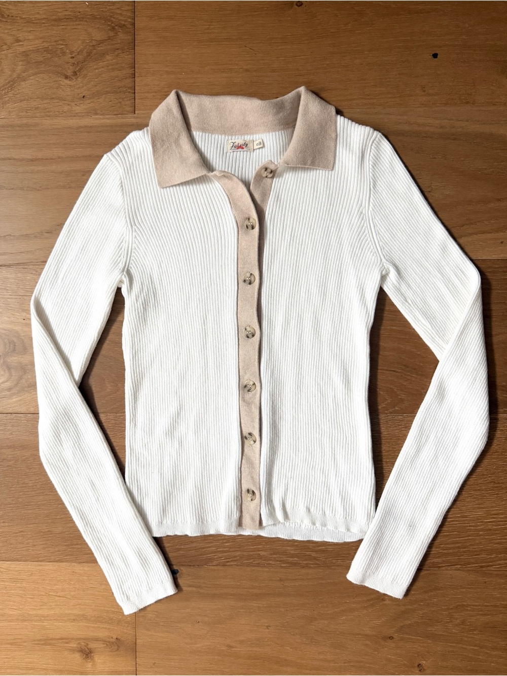 Faherty Mikki Cardigan Sweater Organic Cotton Cashmere White Birch Wm XS Coastal